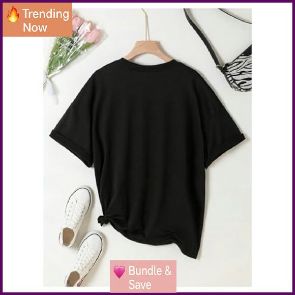 Women's Cherry Graphic Tee Baggy Fit Short Sleeve Crewneck Top - Picture 4 of 6